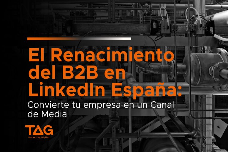 Portada sobre marketing B2B en LinkedIn España con imagen de tuberías industriales y texto: "Convierte tu empresa en un Canal de Media". Estrategia de marca corporativa para el sector industrial.